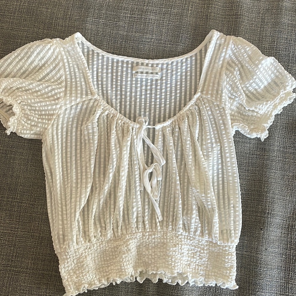 Delicate white Urban cinched top